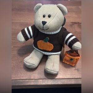 2009 Starbucks Coffee Company  Autumn Bearista plush Bear with Pumpkin Sweater